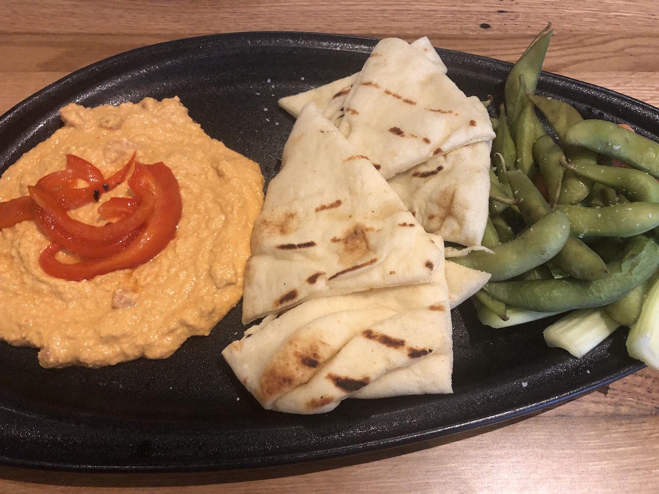 Park restaurant red pepper hummus
